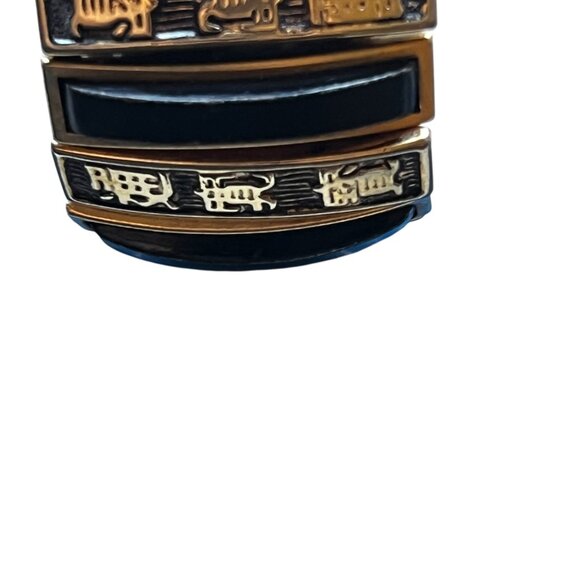 Lot Of Two Vintage Expandable Bracelet Cuffs: Trifari Pink & Gold/Black With Wri - Picture 16 of 16